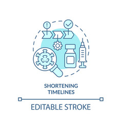 Shortening Timelines Turquoise Concept Icon