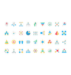 Chart Organization Flat Icons Set Hierarchy