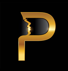 Golden Women Monogram Logo Letter P