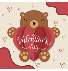 Isolated Cute Bear Holding Multi Layer Heart Shape