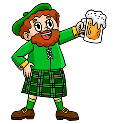 St Patricks Man Drinking Beer Cartoon Clipart