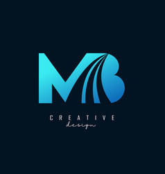 Creative Blue Letters Mb M B Logo With Leading