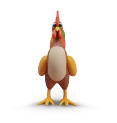 Cute Colorful Rooster Front View 3d Character