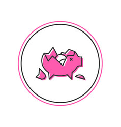 Filled Outline Broken Piggy Bank Icon Isolated