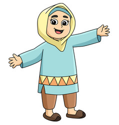 Ramadan Muslim Girl Cartoon Colored Clipart