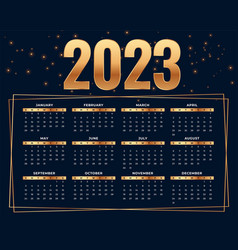 Shiny Golden New Year 2023 Calendar Template