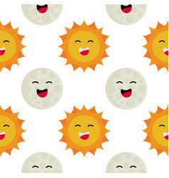 Sun And Moon Seamless Pattern With A Cheerful Face