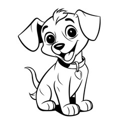 Dachshund Puppy - Black And White Cartoon