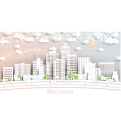 Billings Montana City Skyline In Paper Cut Style