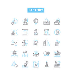 Factory Line Icons Set Factory