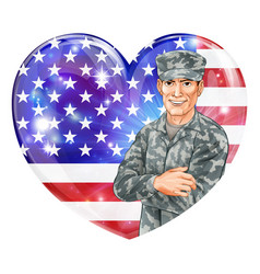 Soldier And Heart Us Flag