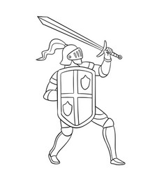 Knight Attacking Pose Isolated Coloring Page