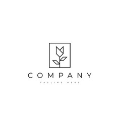 Minimal Flower Geometric Line Logo Design