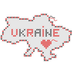 Image Silhouette Of Ukraine With Embroidery