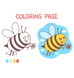 Bee Coloring Page Cute Doodle