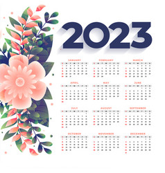 Decorative 2023 New Year Calendar With Flowers