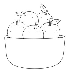 Bowl Of Mandarin Orange Isolated Coloring Page