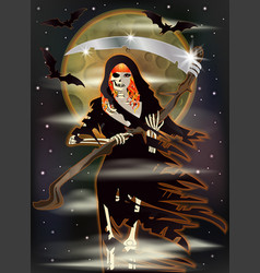 Redhair Lady Grim Reaper Halloween Invitation