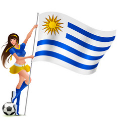 Beautiful Young Female Fan Holding Flag Of Uruguay