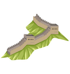 Great Wall China In Cartoon Style Isolated