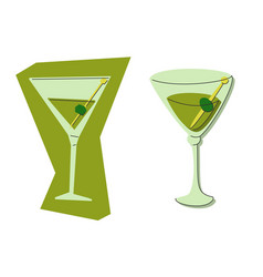 Martini Glass With Olive On White Background