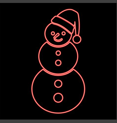 Neon Snowman Red Color Image Flat Style