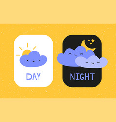 Day And Night Flash Cards Cute Hand Drawn