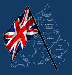 British Flag With England Map Background