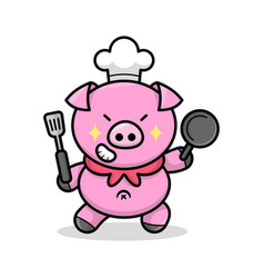 Funny Pig Chef Is Bringing Pan And Spatula