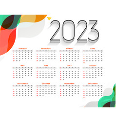 Modern Style New Year 2023 Calendar Template