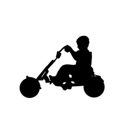 Silhouette Boy Child Riding Pedal Karting