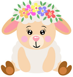 Adorable Sheep With Wreath Floral On Head