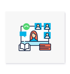 Online Book Club Color Icon