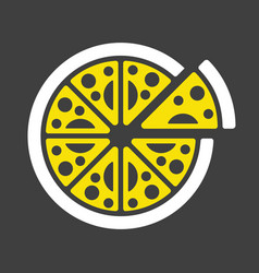 Pizza Glyph Icon On Dark Background Fast Food