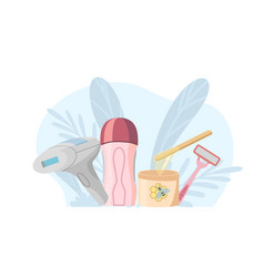 Hair Removal Procedure Banner Design With Razors