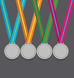 Many Silver Medals With Colorful Ribbon