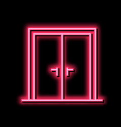 Double Wooden Door Neon Glow Icon