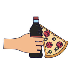 Hand With Soda And Pizza