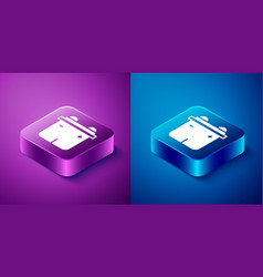 Isometric Car Battery Icon Isolated On Blue