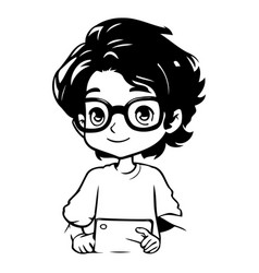 Cute Little Boy In Glasses And Apron