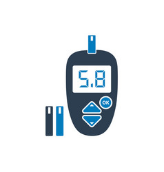 Digital Glucose Meter Icon With Strip Symbol