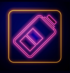 Glowing Neon Battery Charge Level Indicator Icon