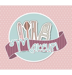 Makeup Icons Drawing Over Pink Background