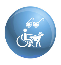 Blind Man Wheelchair Dog Icon Simple Style