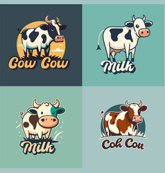 Logo Collection Of Cute Cow Face Cow Milk Cartoon