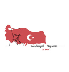 Mustafa Kemal Portrait Web Banner With Map