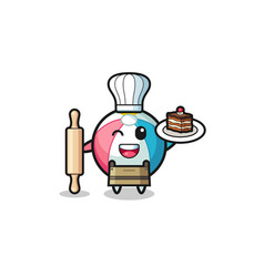 Beach Ball As Pastry Chef Mascot Hold Rolling Pin