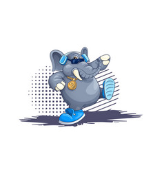 Elephant Dancing To Rnb In Style Cartoon