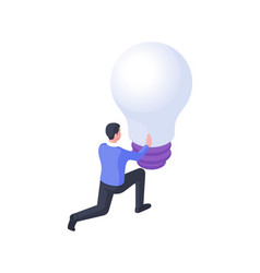 Man Twists Light Bulb Isometric Male