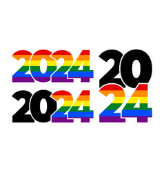 Set Of Lgbtq 2024 Rainbow Logos Symbol Of Pride